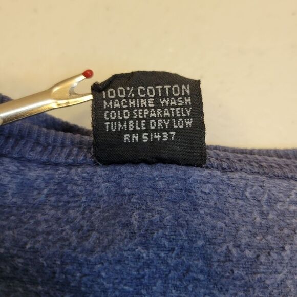 Tompkins Ave 90s Vintage USA Cropped Crewneck Blue One Size OSFA Oversized - Picture 9 of 12